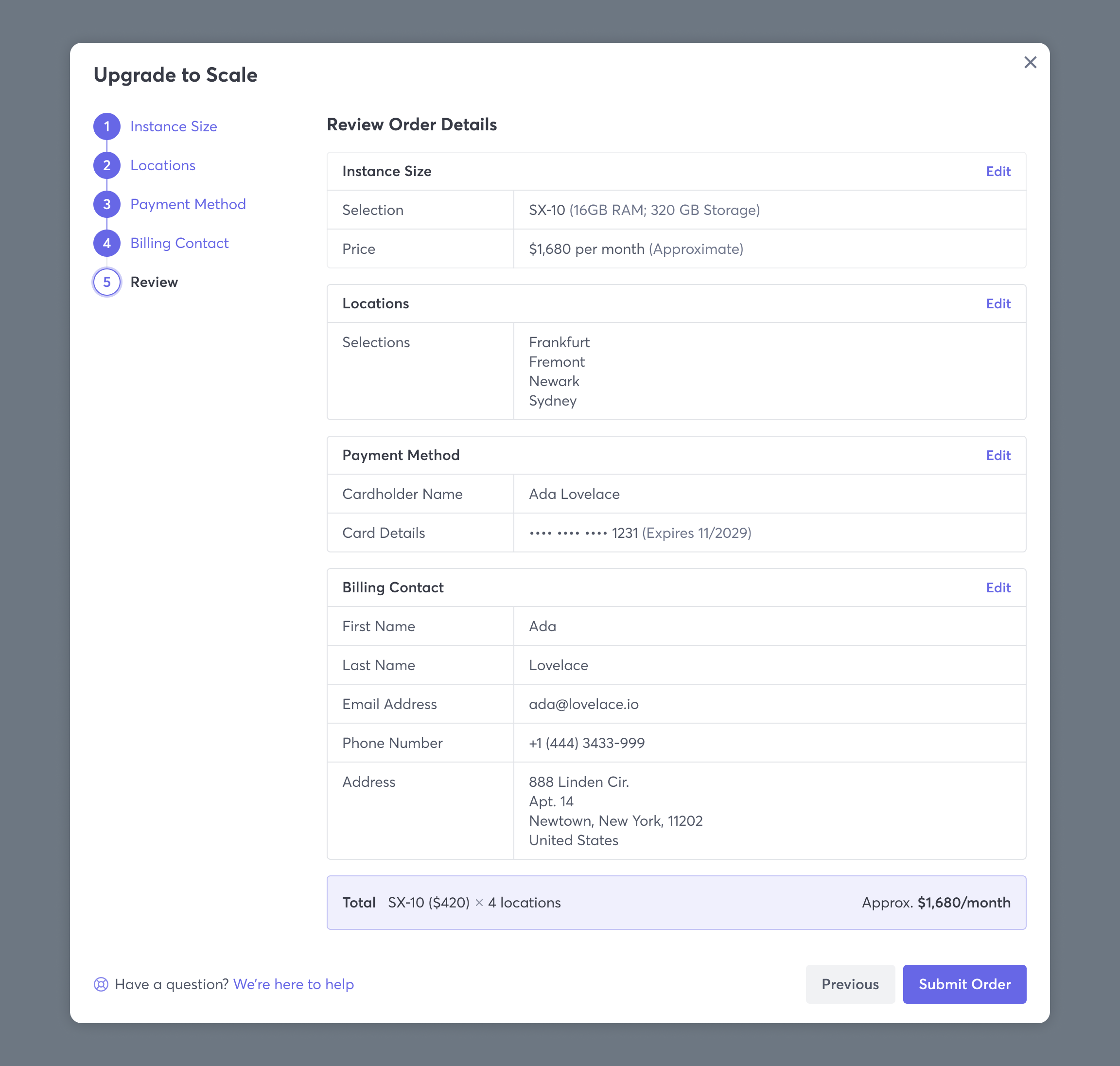 Macrometa web console account upgrade modal